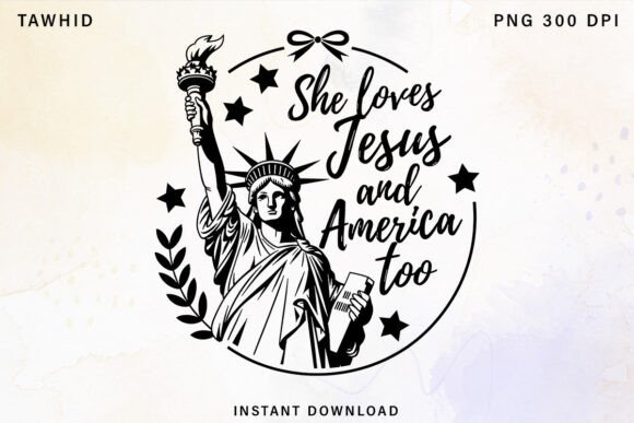She Love Jesus and America Too Png T-Shirt Designs