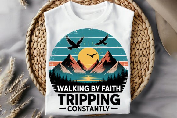 Walking by Faith Christian Bible Verse T-Shirt Designs